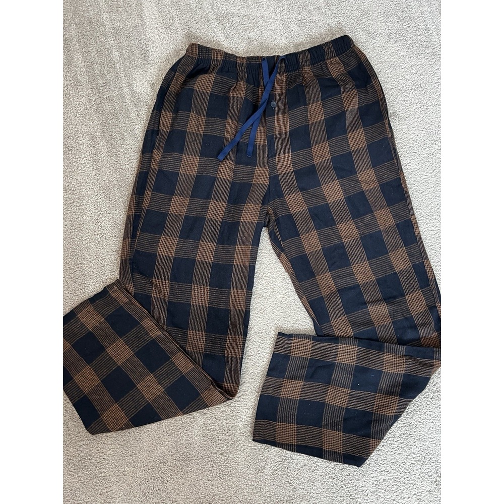 Mens Pajama Pants Flannel Cotton Plaid Size S Lounge PJ Bottoms New Brown #F